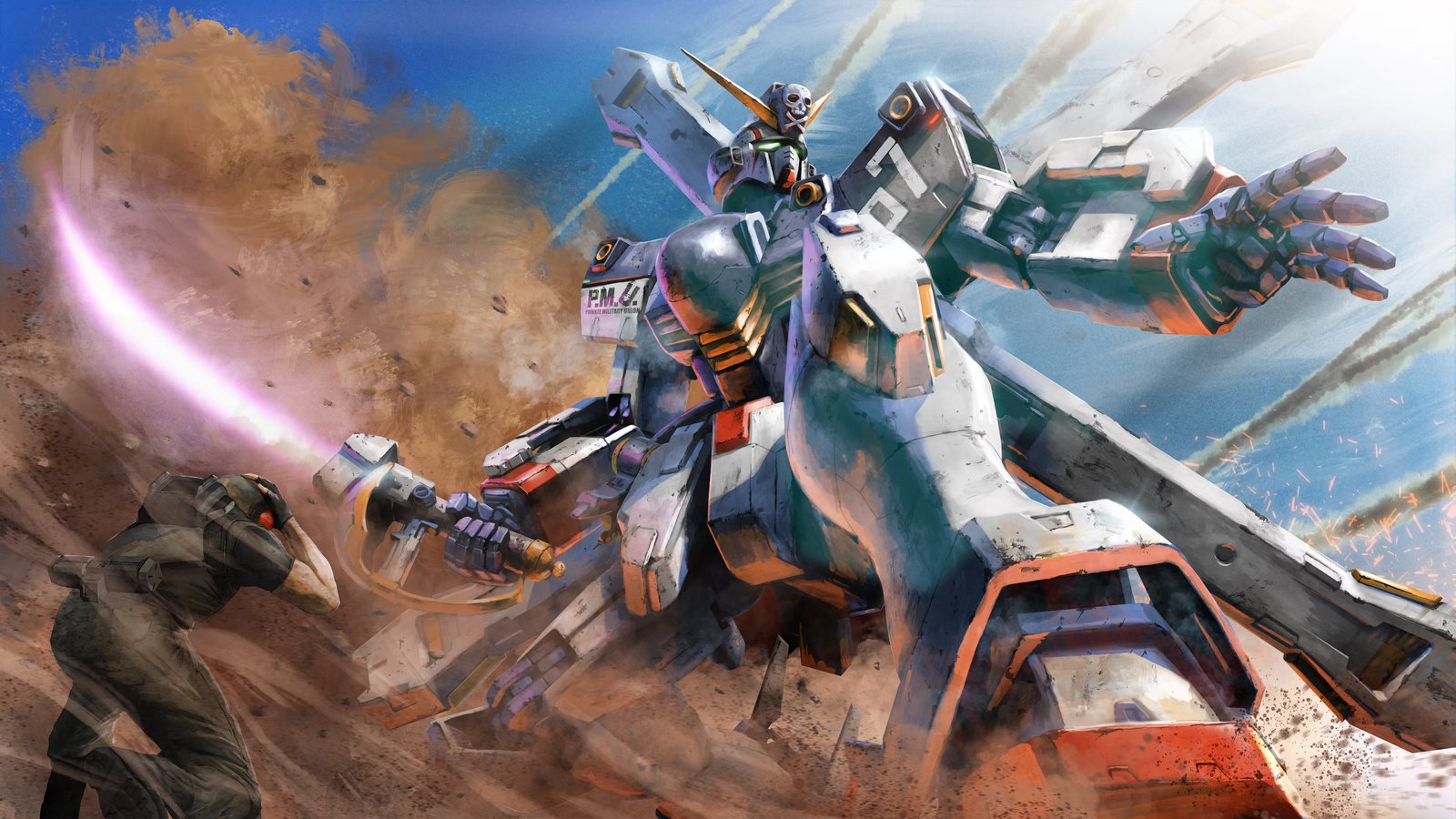 Una scena di Gundam
