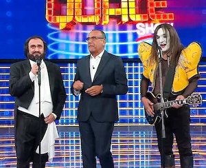 Flavio Insinna e Gabriele Cirilli con Carlo Conti a Tale e Quale Show