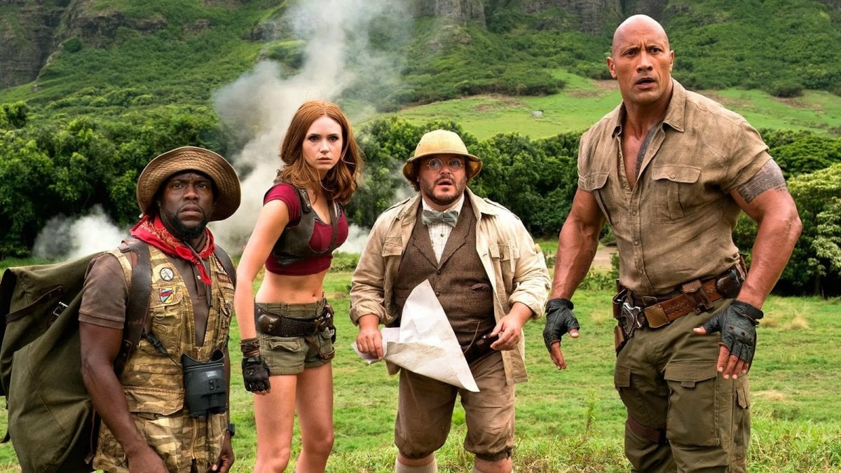 Jumanji 3: Dwayne Johnson, Jack Black, Karen Gillan e Kevin Hart di nuovo insieme nella prima foto
