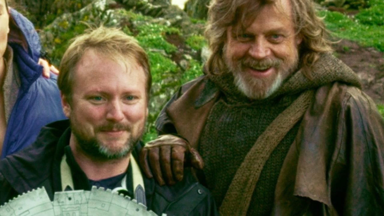 Rian Johnson e Mark Hamill sul set di Star Wars: Gli Ultimi Jedi