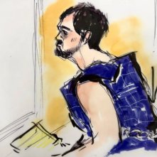 Nick Reiner ritratto in uno schizzo in tribunale durante la sua prima apparizione per rispondere dell'omicidio del padre Rob Reiner e della madre Michele Reiner