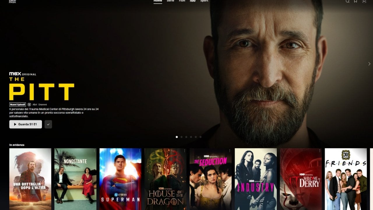 La home page di HBO MAX