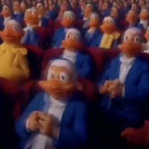 Il pubblico di Sanremo 2026 in versione papere con l'IA