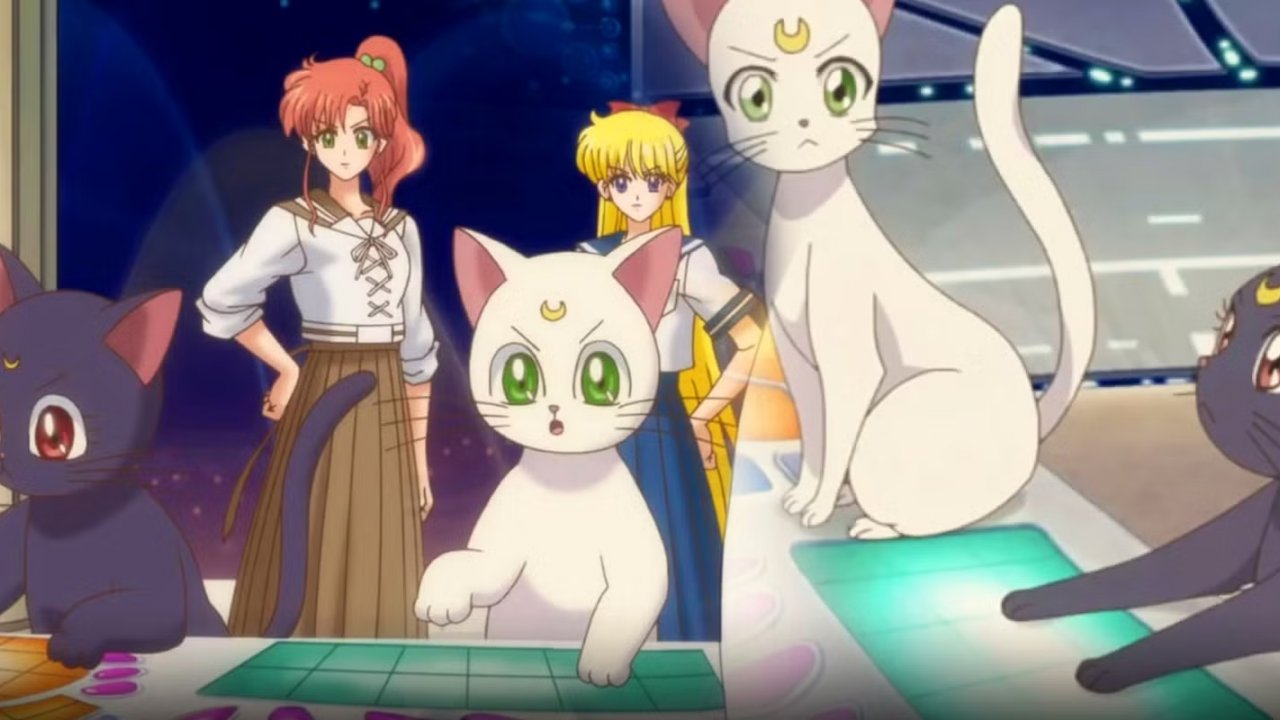 Una scena di Sailor Moon con Artemis