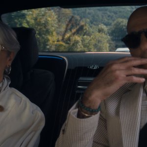 Il Diavolo veste Prada 2: Meryl Streep, Stanley Tucci in auto