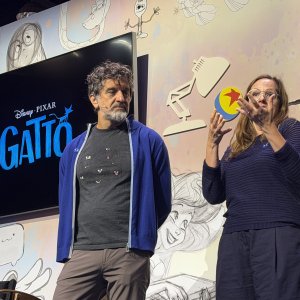 Enrico Casarosa con la produttrice Andrea Warren al D23 di Disney